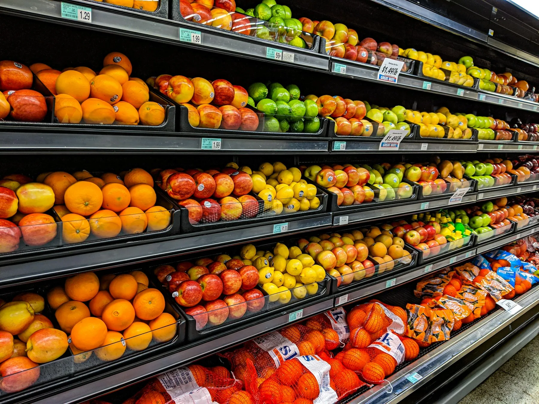 Fresh produce display in a premium hypermarket